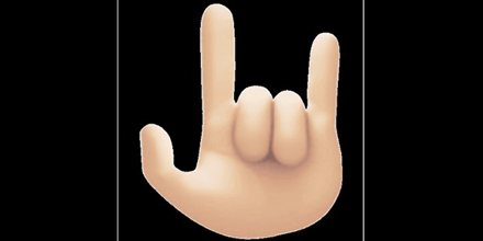 Noch een emoticon noch een heavy metalgebaar